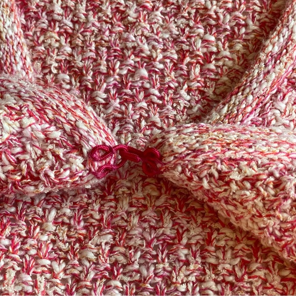 J.Crew Knitted Cardigan Sweater Heather Red White Fringe Pockets Size Small - Picture 11 of 13